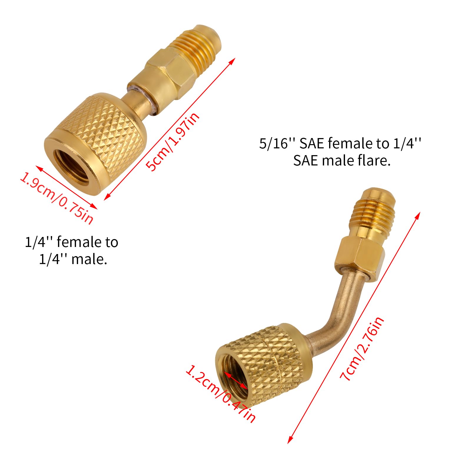 4 Set Adattatori in Ottone Refrigerante, Adattatore R32 R454B e R410A Raccordi con Filettatura Femmina da 1/4" a Filettatura Maschio da 1/4" per Sistemi HVAC Serbatoi Refrigerante e Unità Mini Split