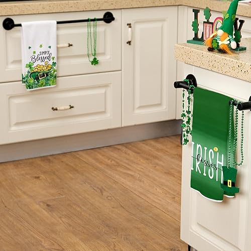 Miniatura 5 de ARKENY Juego de 2 toallas de cocina del día de San Patricio, moneda de trébol dorado, paños de cocina del día de San Patricio, paños de cocina de