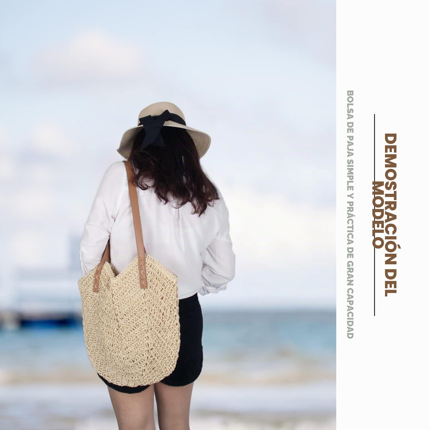 Bolso de Hombro de Paja para Mujer, Tejido a Mano, Bolso de Mano con Asa, de Playa de Verano, Cruzado Bohemio con Monedero