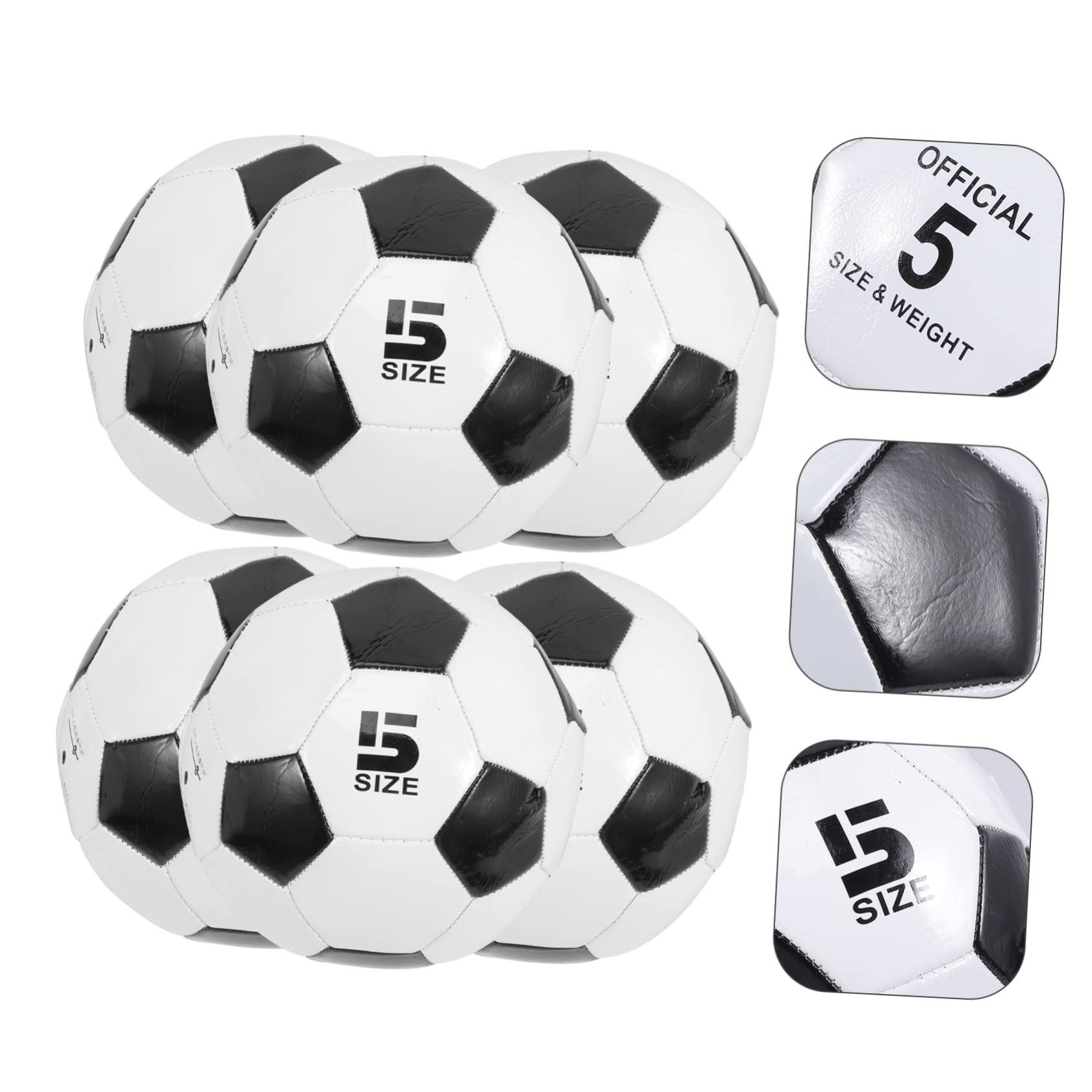 UKCOCO Balón de Fútbol PVC Talla 5 para Entrenamiento y Práctica, 6 Piezas
