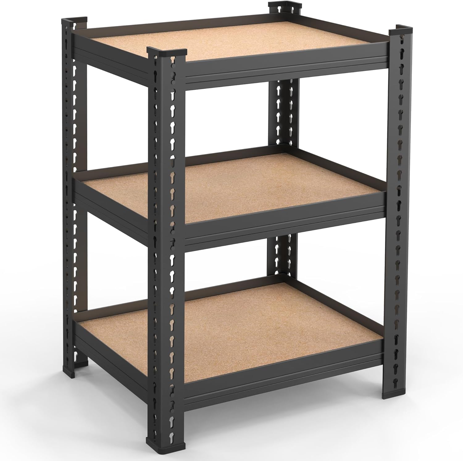 HOLLIO Storage Shelves 3 Tier Adjustable Kitchen, Garage Storage Shelving, Heavy Duty Metal Bootless Storage Utility Rack Shelf Unit For Warehouse Pantry Closet Kitchen (30 X 18 X 12 Inches), Black