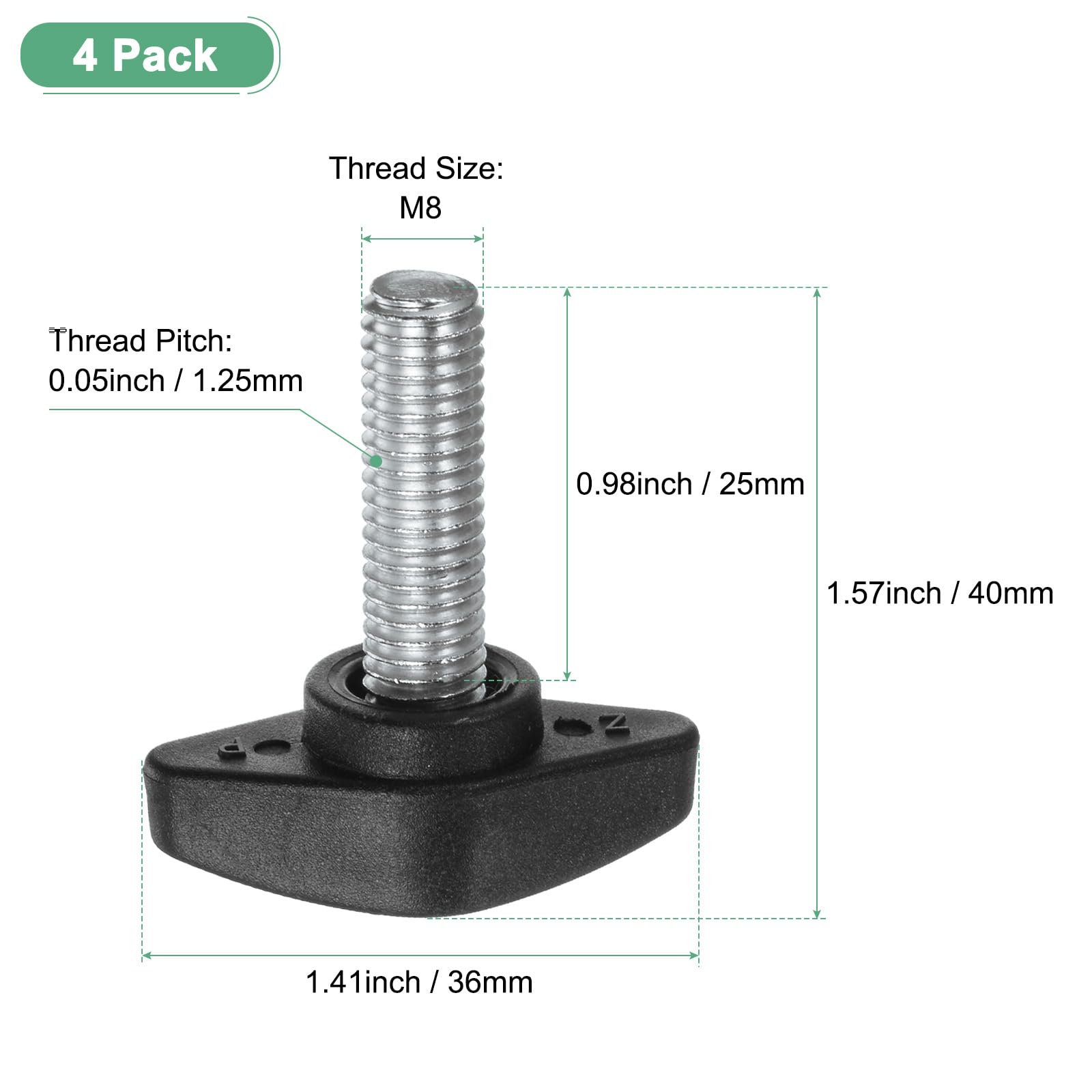 M8 Thumb Screws - Tee Wing Knobs, Black -3
