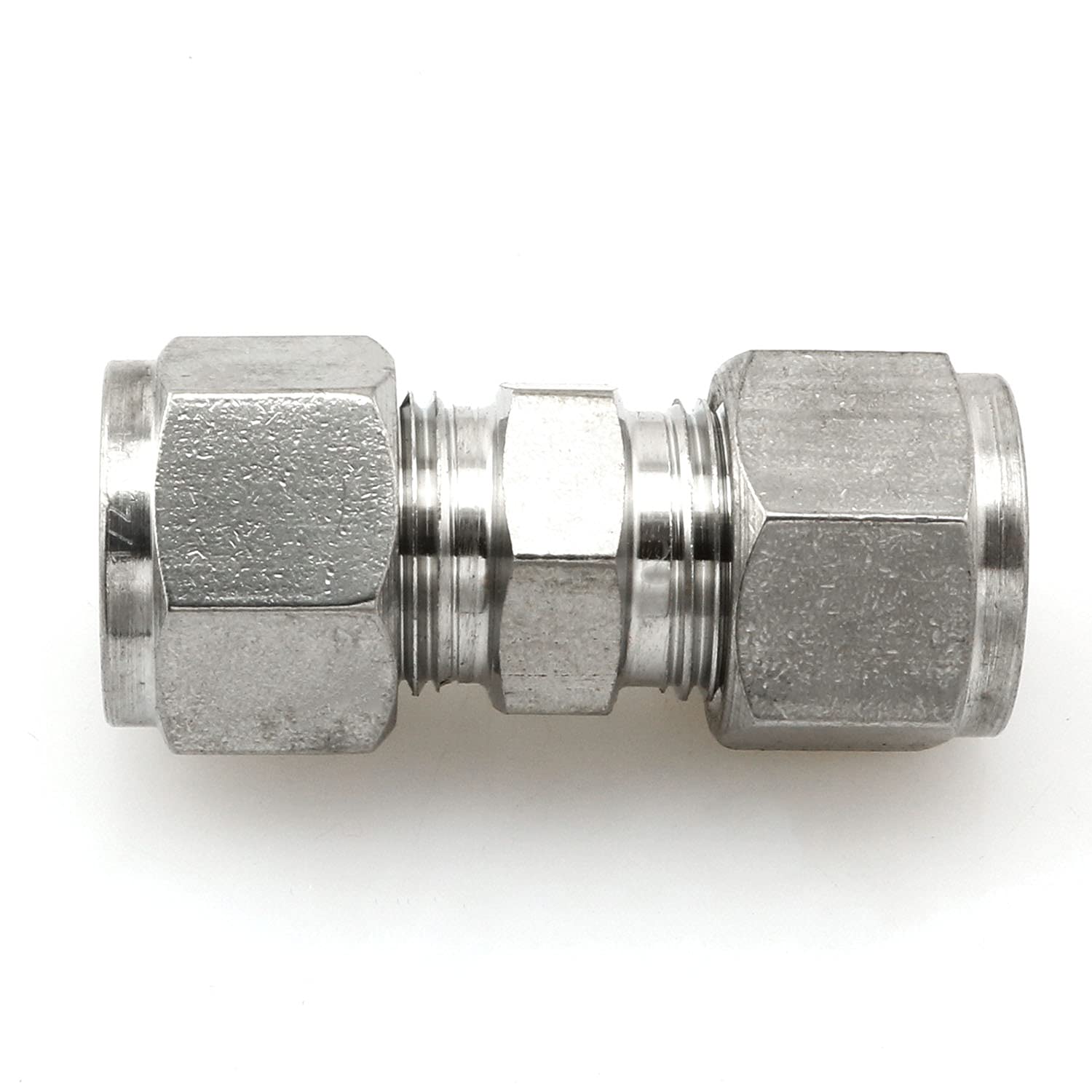heyous Stainless Steel Compression Tube Fitting 1/2" x 1/2" Double Ferrule Tube Fitting Connector, Silver