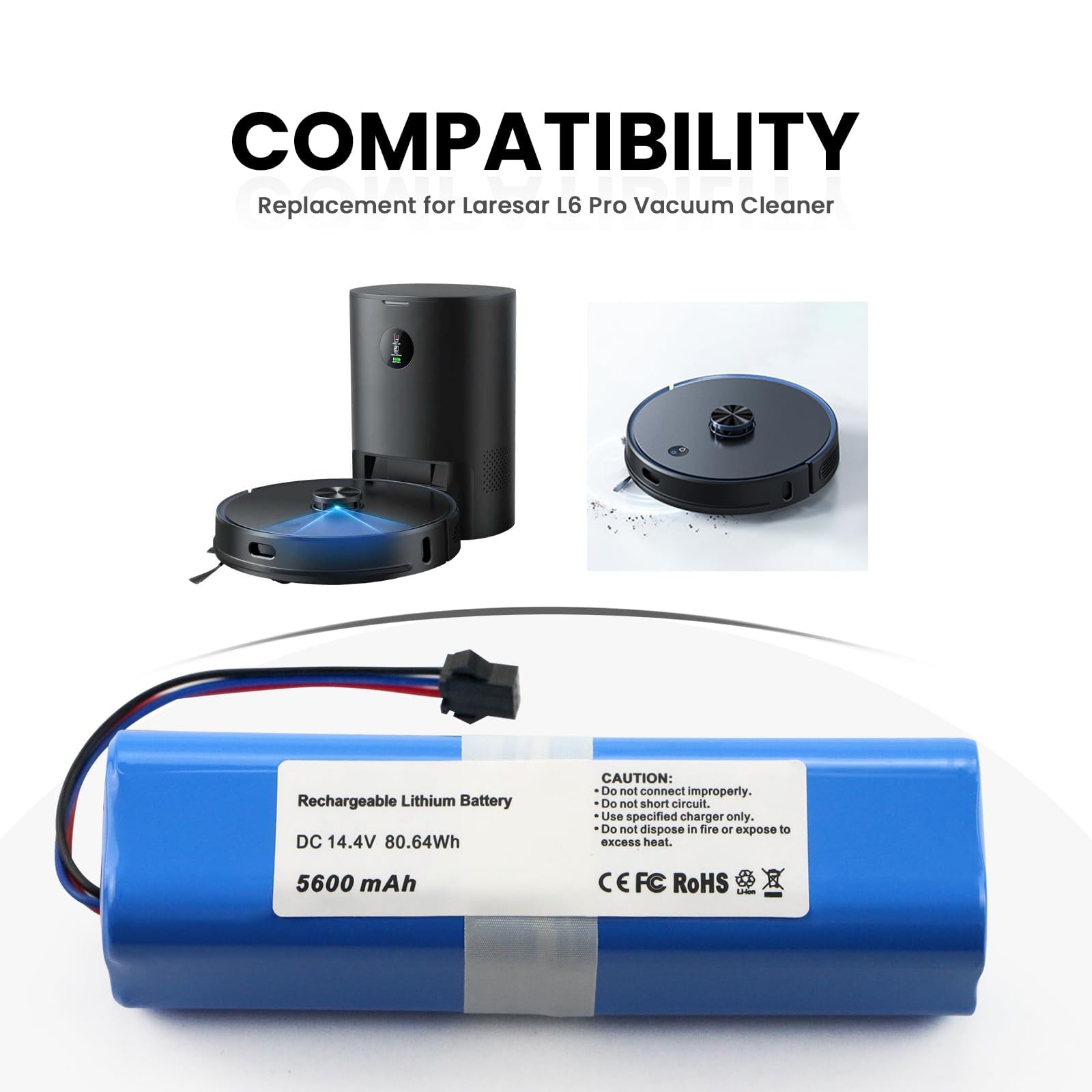 ANTIEE 5600mAh Ersatz Akku für Laresar L6 Pro VIOMI S9 Ultenic T10 Aspirapolvere RoboVac Home Vacuum Cleaner Heimroboter 14.4V