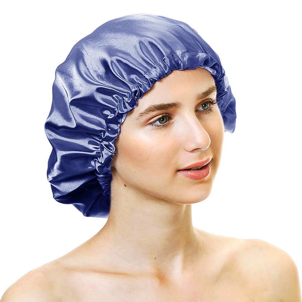 Extra Large Adjustable Double Layer Satin Hair Bonnets with Drawstring for Women Night Sleeping Long Silky Satin