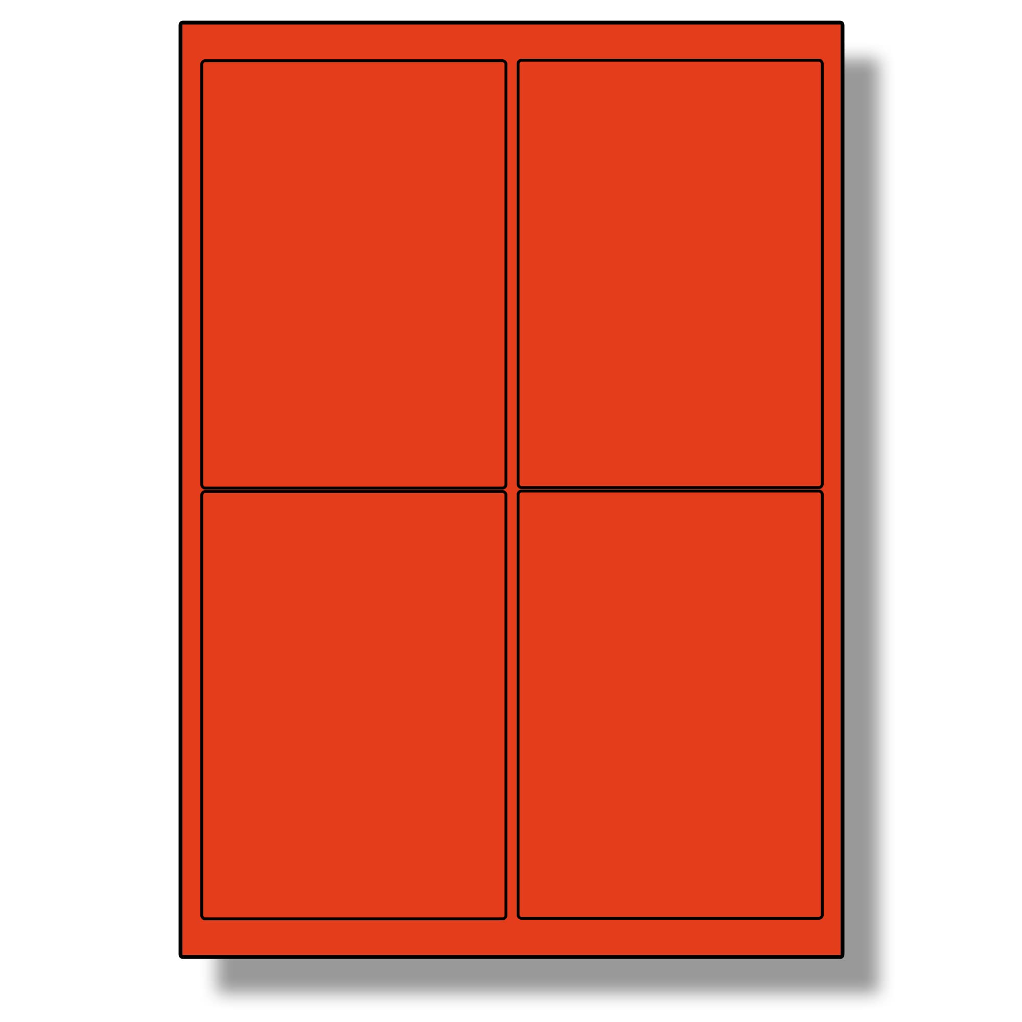 Label Planet® 4 Per Sheet, 500 Sheets (2000 Crimson RED Labels). Coloured Paper Labels, 99.1 x 139mm, LP4/99 C.