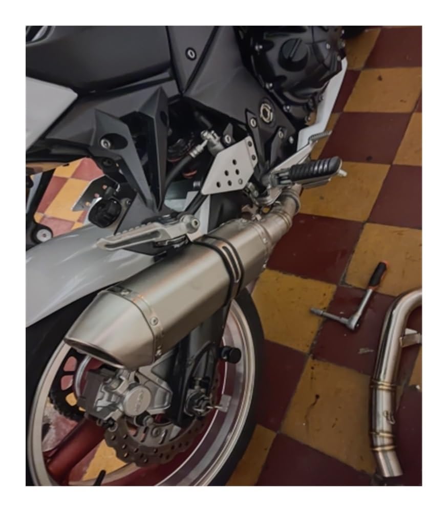 Motorrad Auspuffrohr Slip On Motorrad Auspuffrohr Einlass 36~51MM Topf Universal 470MM Auspuff Endrohr (Color : D-370mm)