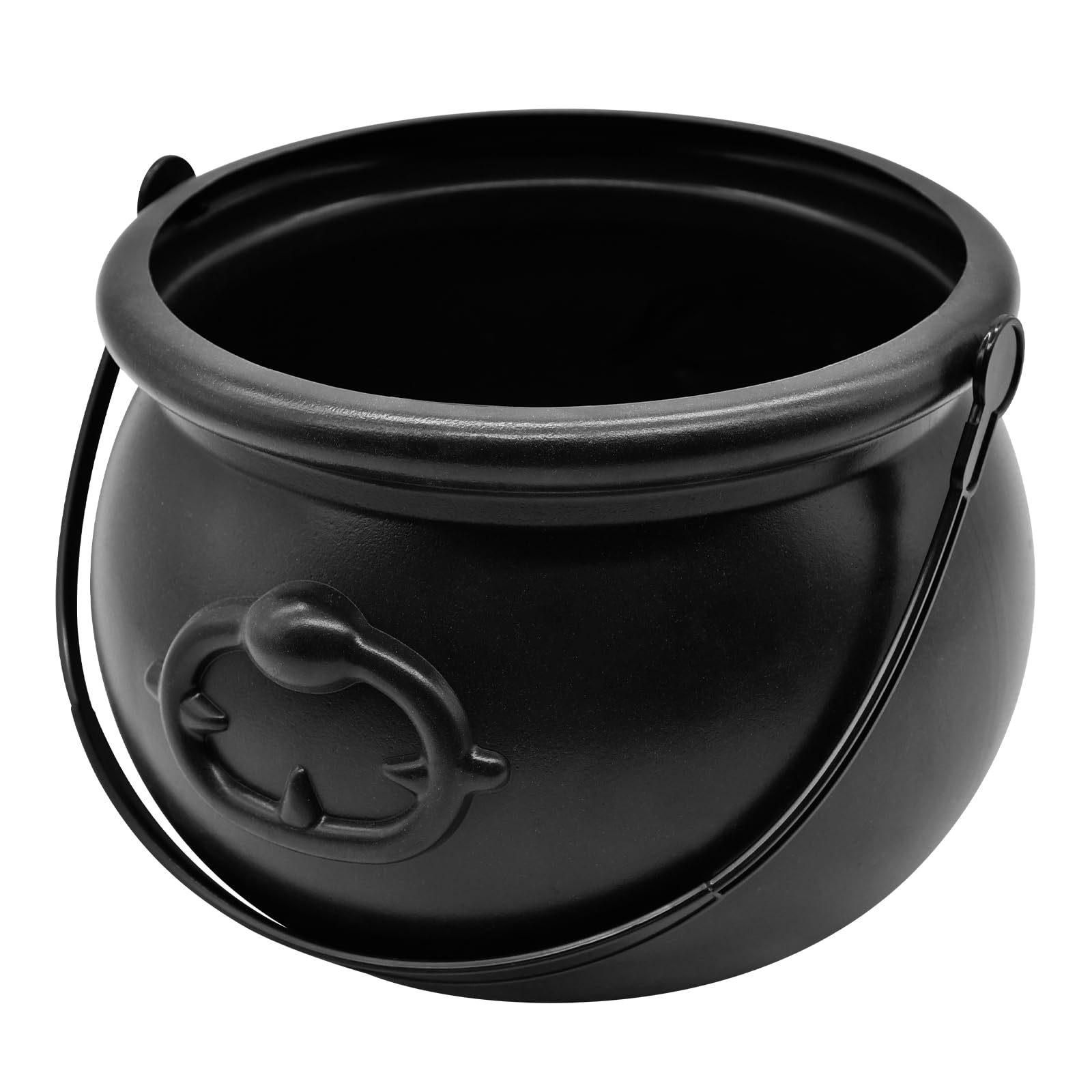 SpinLaLa 8" Plastic Black Cauldron Kettle Halloween Candy Bowl, Large Witch Cauldron Pot Bucket for Halloween Decorations Trick or Treat Party Supplies