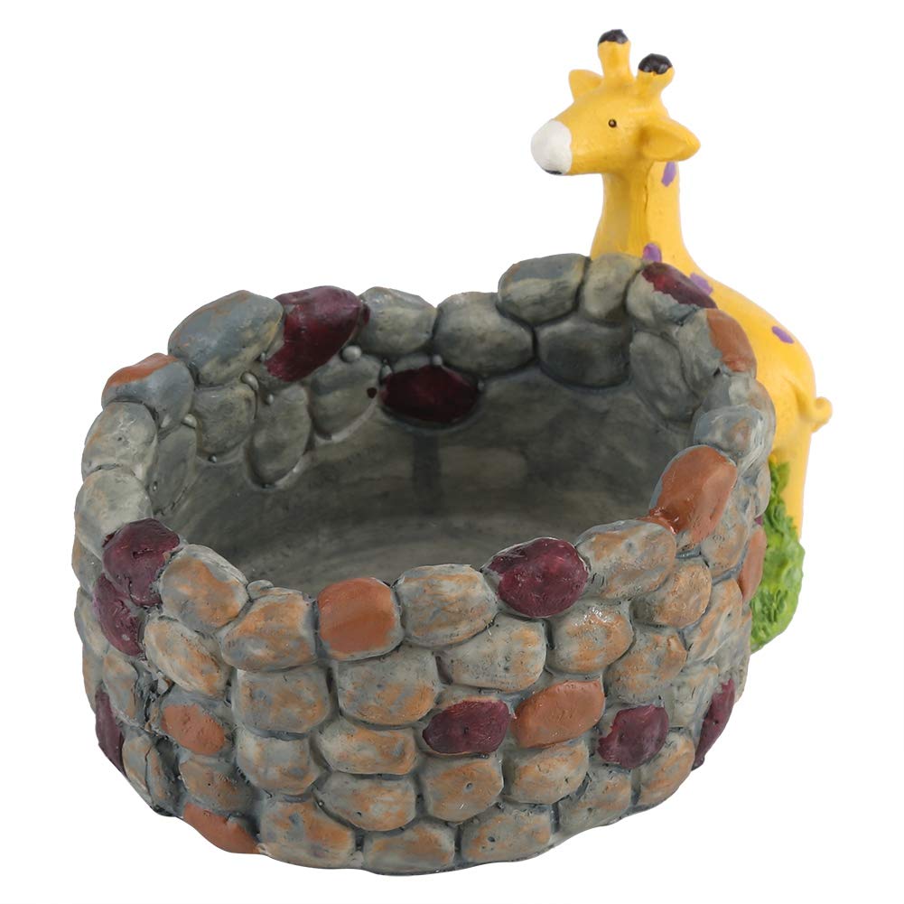 WBTY Succulent Pot, Creative Resin Succulent Flower Pot Container Herb Flower Planter Home Garden Decoration (Giraffe Shaped)