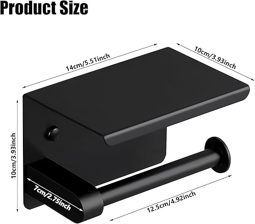 Miniatura 3 de WBJKZJD Soporte de papel higiénico, soporte de rollo de papel de acero inoxidable con estante de perforación Soporte de papel de seda Soporte de