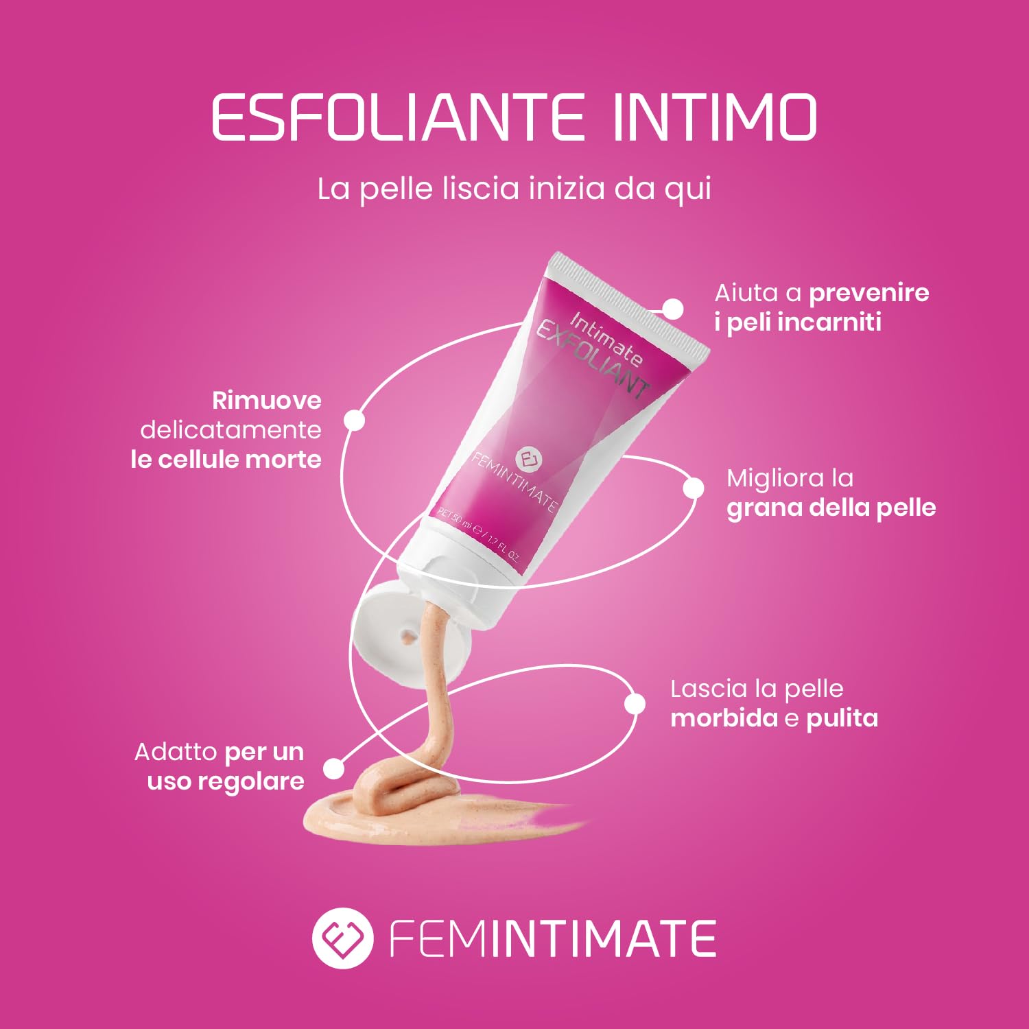 Intimate Exfoliant 50ml – Exfoliante Íntimo Suave con Bambú y Arroz – Previene Vellos Encarnados, Mejora la Textura y Prepara la Piel para Depilación y Cuidado Diario