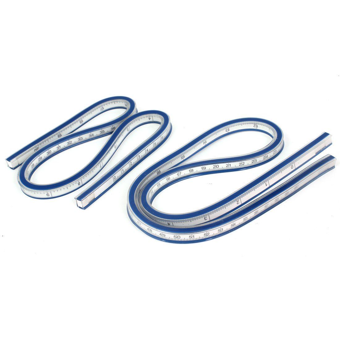 Aexit Woodworking Tailor Tools & Home Improvement Soft Plastic 50cm 20inch Flexible Curve Ruler Blue Tape Measures White 2PCS