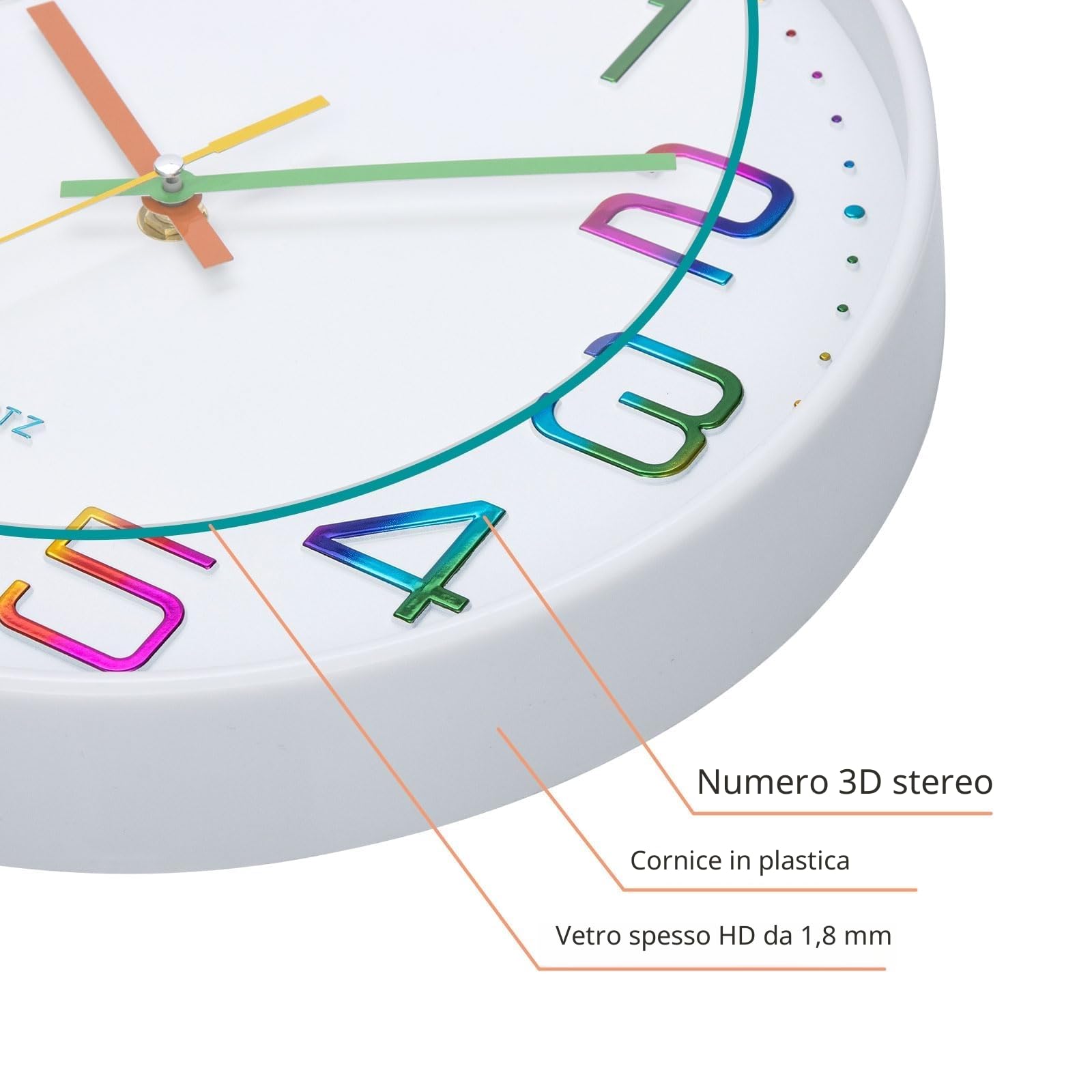 ACCSHINE Orologio da parete senza ticchettio, silenzioso, 30 cm, moderno, al quarzo, grande, funzionamento a batteria, stereo, facile da leggere per camere, casa, cucina, camera da letto, ufficio