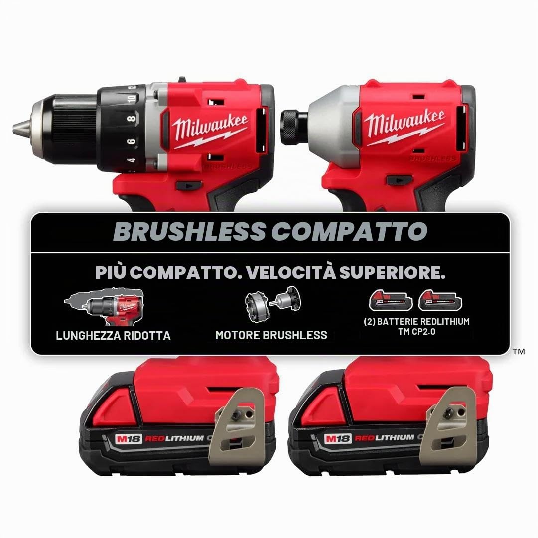 Milwaukee Electric - Kit Combo 2 Utensili BRUSHLESS Compatti M18TRADE