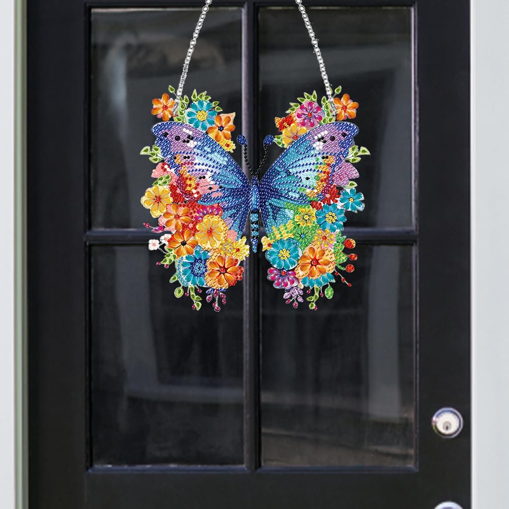 BSITSSS Diamond Painting Fensteranhänger – 5D Schmetterling Mit Kette, DIY Deko Für Fenster & Wand