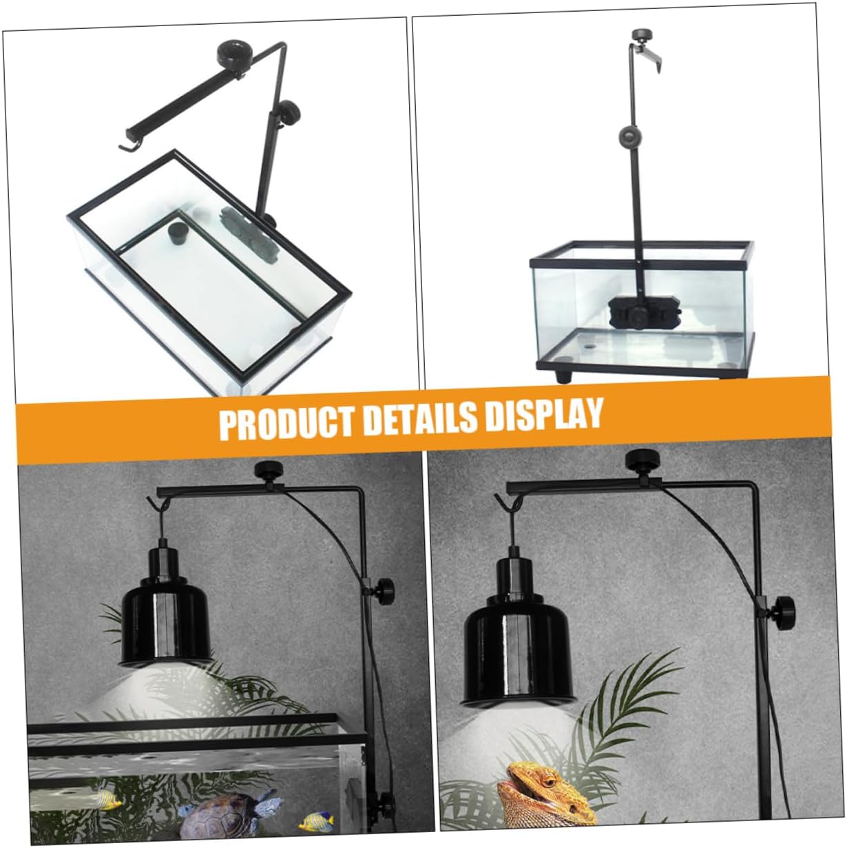 Happyyami Reptile Light Stand Height and Angle for Turtle Basking and Aquarium Lighting and Multifunctional Fixture Bracket for Pet Care