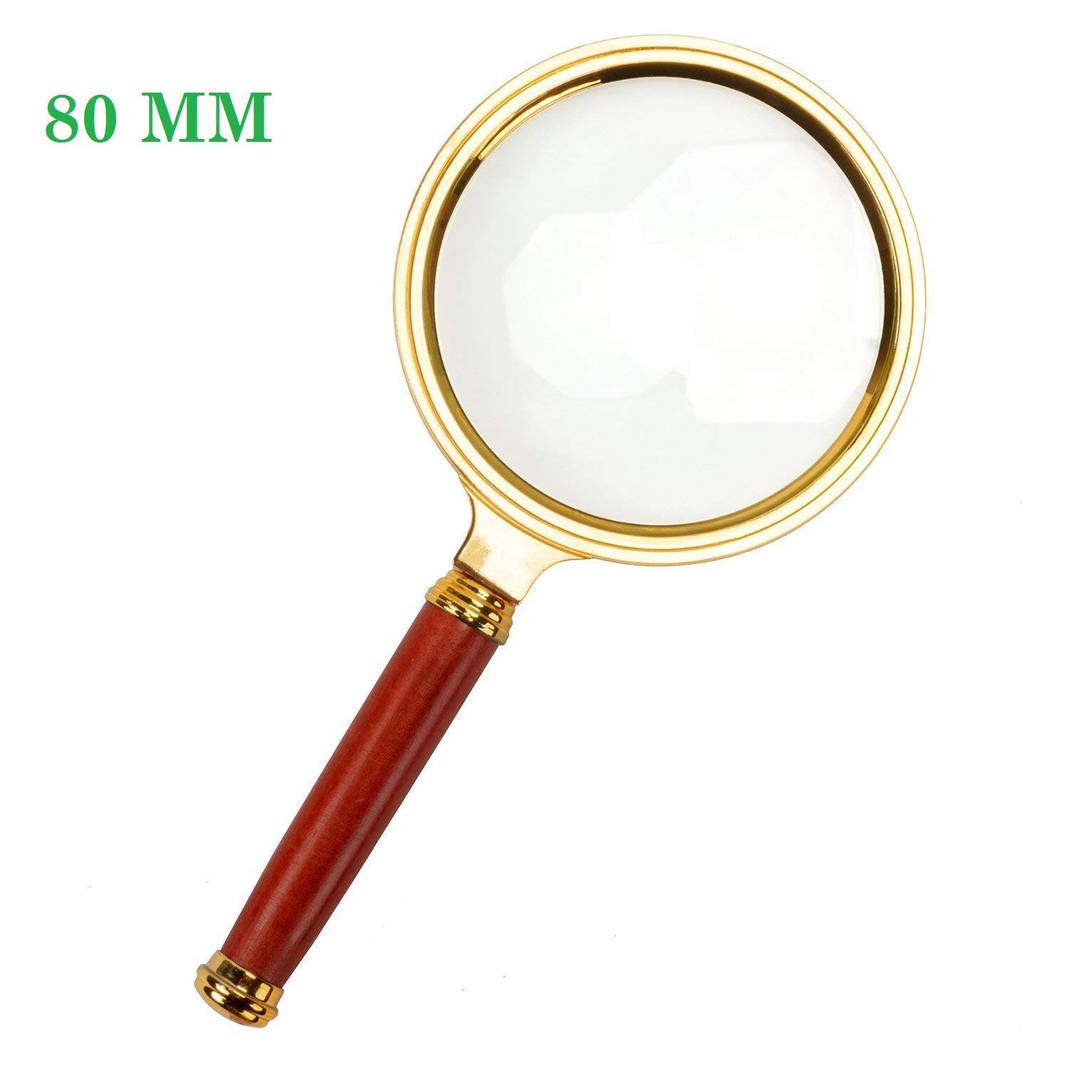 ZIVIK 10X Handheld Magnifier, Reading Magnifier Loupe Glasses 10X with Rosewood Handle for Book and Newspaper Reading, Insect and Hobby Observation, Classroom Science