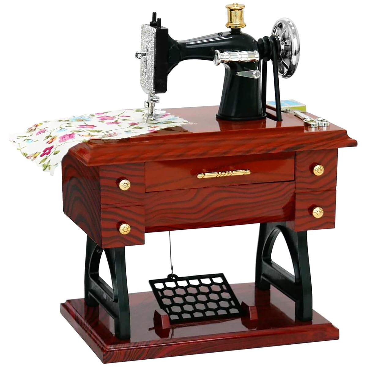 PATPAT® Mini Vintage Sewing Machine Music Box, Retro Style Wind-Up Music Box Ornament, Creative Desk Decor & Gift-picture-27