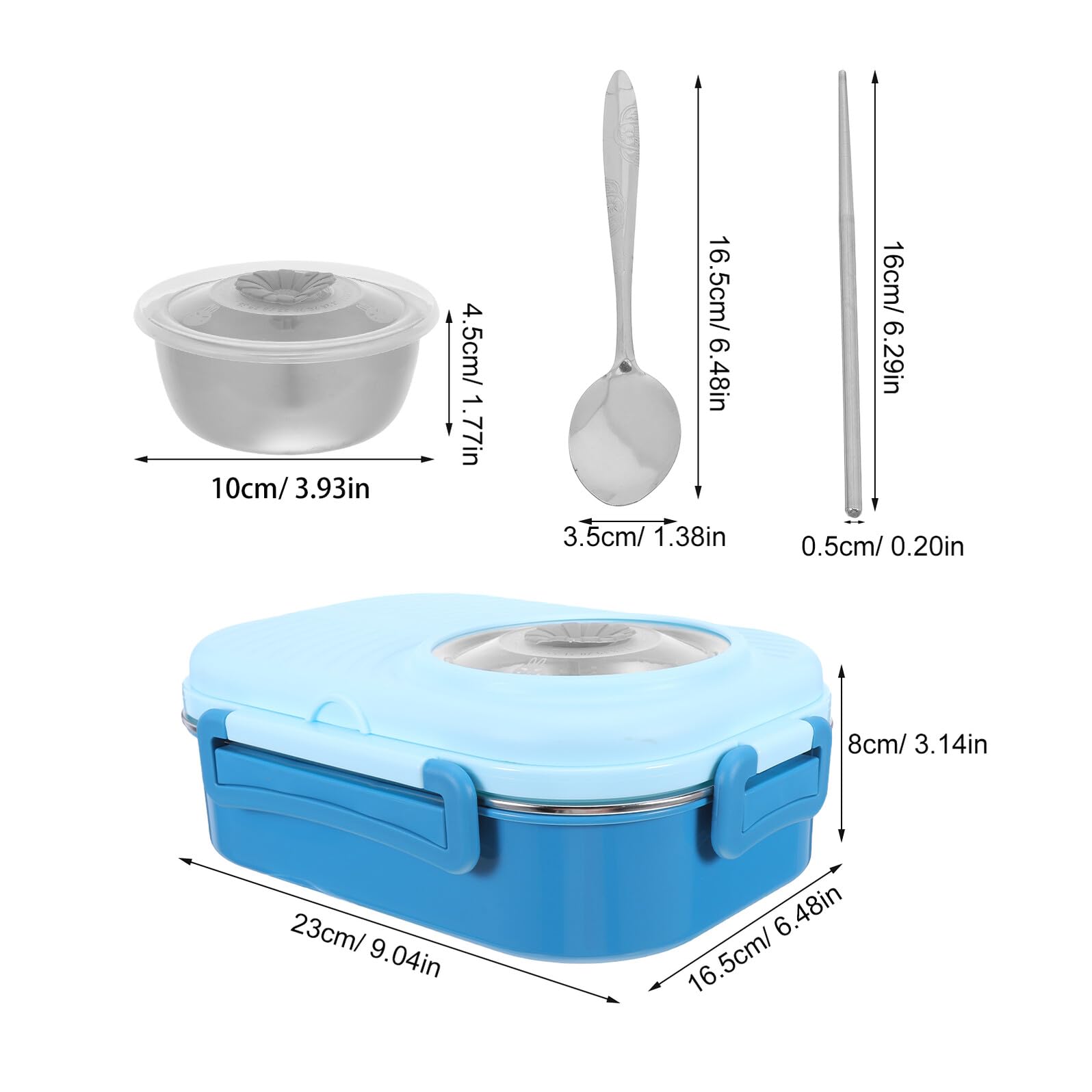 LIFKOME Boîte à Lunch Compartimentée en Acier Inoxydable 3 Cases Bleue