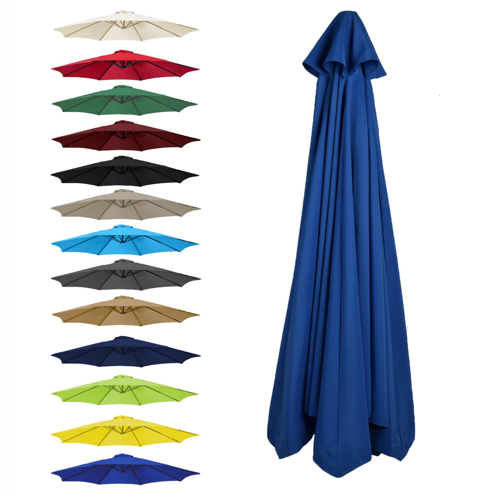 CMJYMX Replacement Parasol Canopy Cover, Umbrella Replacement Fabric Cover Sunshade Cloth, 6 Arms: 2.0/2.5/2.7/3.0 M, 8 Ribs: 2.0/2.3/2.7/3.0/3.5 M(Sapphire,8 RIBS: 350CM/11.5FT)