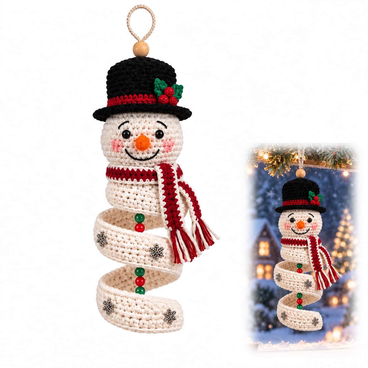Christmas Crochet Kit for Adults UK, DIY Christmas Snowman Ornament Craft