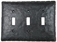 Vista 1 de Rustic Rancho - Placa de interruptor de palanca triple de hierro forjado EPH431 (cera natural)