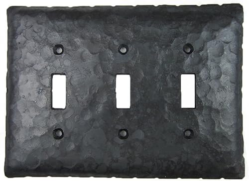 Rustic Rancho - Placa de interruptor de palanca triple de hierro forjado EPH431 (cera natural)