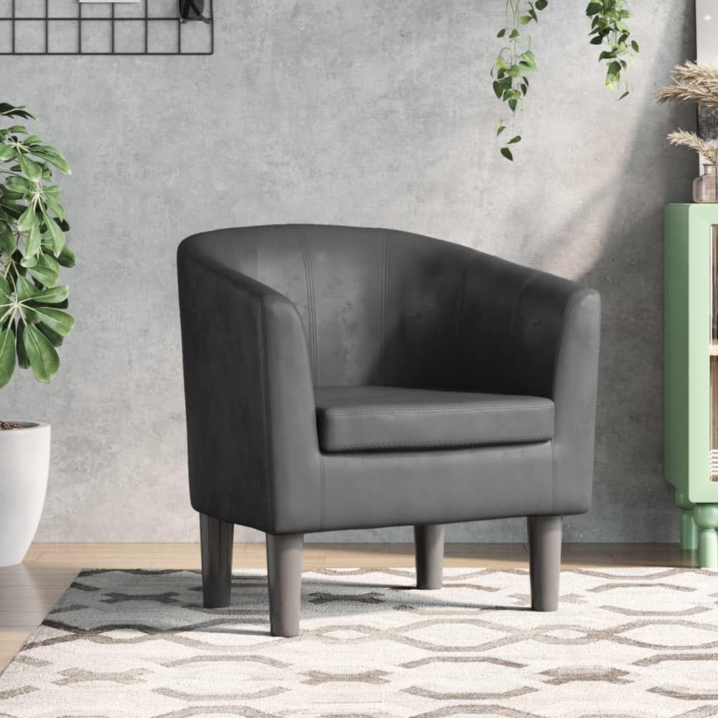 vidaXL Fauteuil Cabriolet, Chaise de Relaxation, Siège avec Dossier et Accoudoirs, Canapé de Bureau Salon Chambre à Coucher, Gris Similicuir