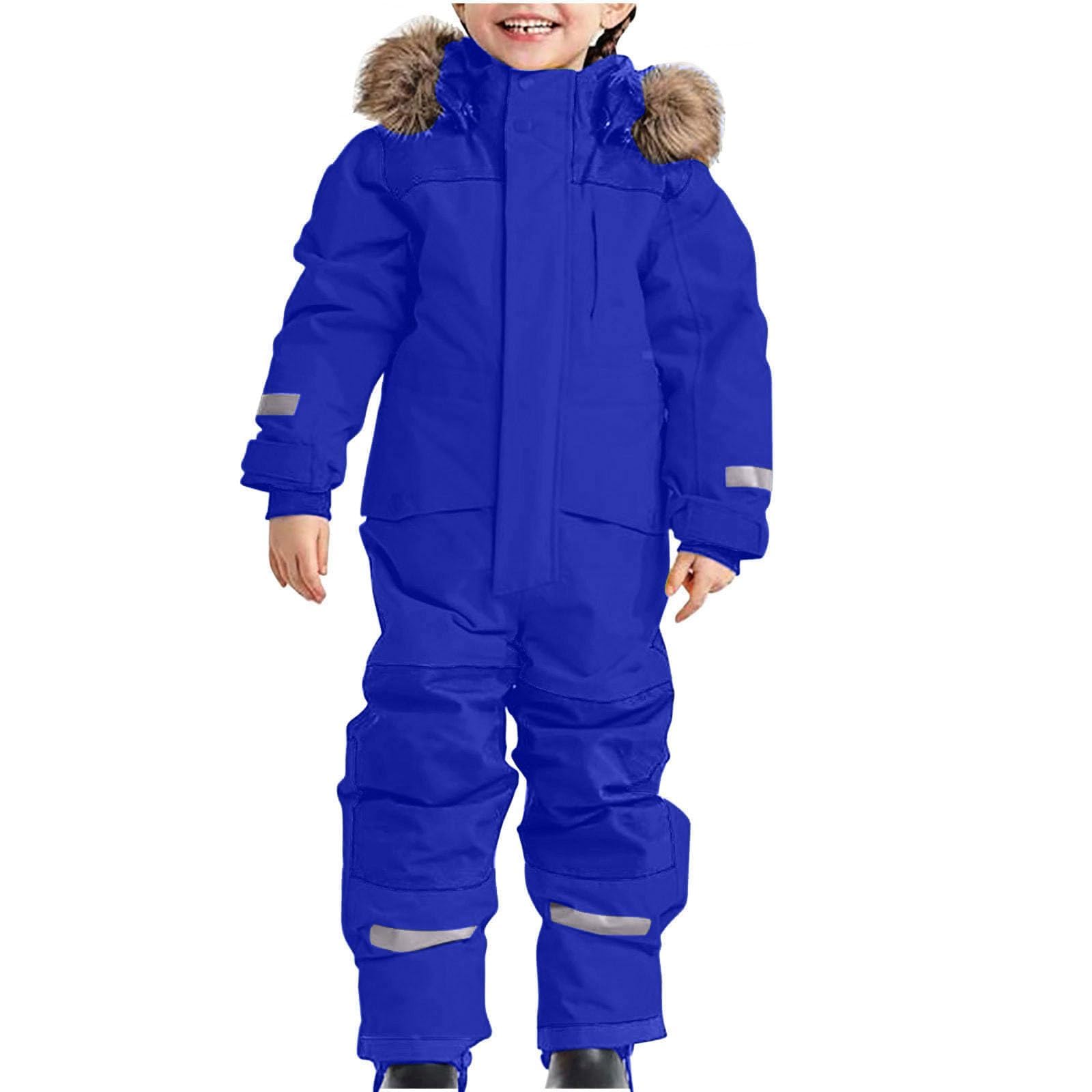 Tuta da Neve per Bambini, Tuta da Neve Invernale Sci e Esterno, Antivento, Calda, Cappuccio in Pelliccia Sintetica