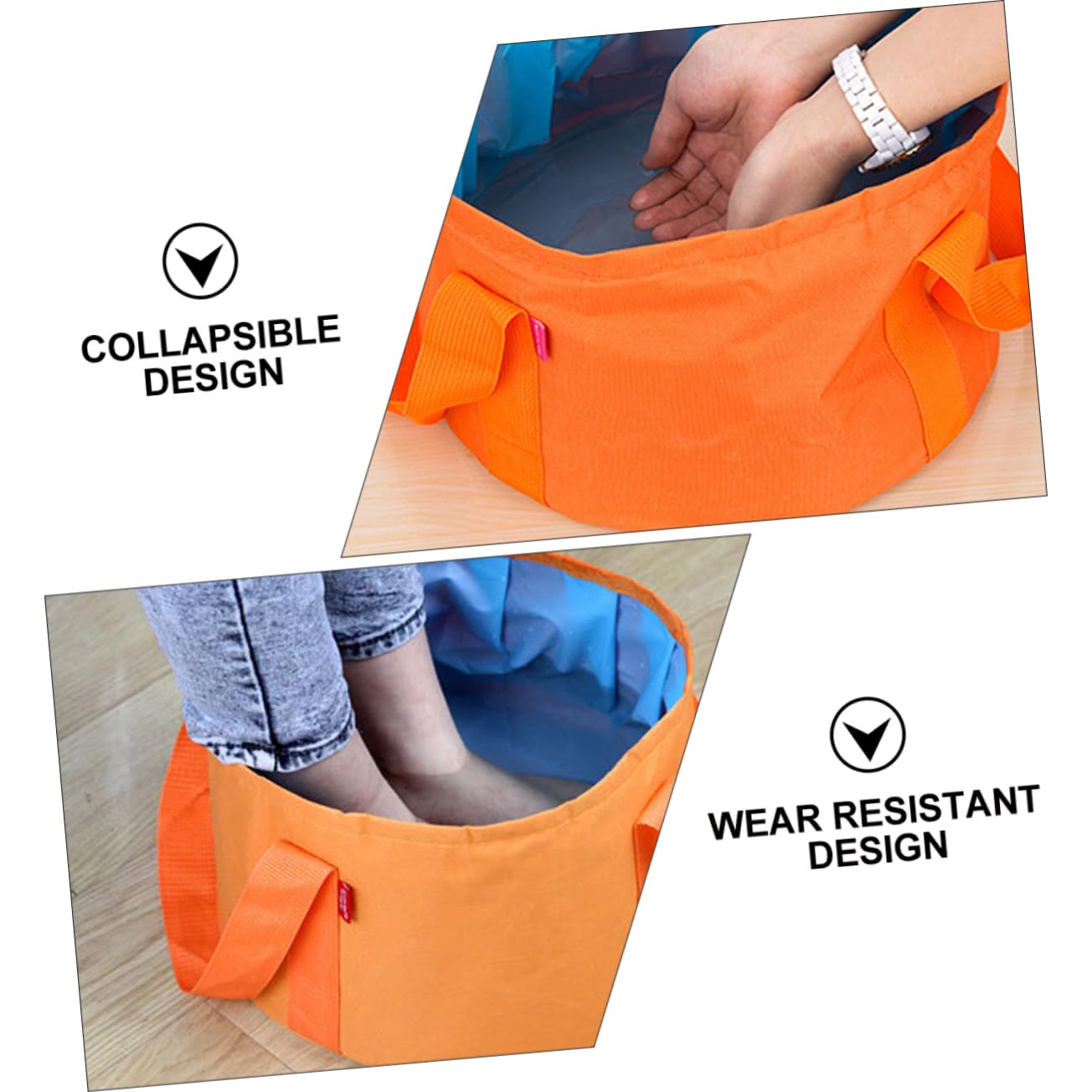 DOITOOL Travel-Friendly Foot Bath Bucket Folding Water Basin for Spa Experience Large Size 12l Orange