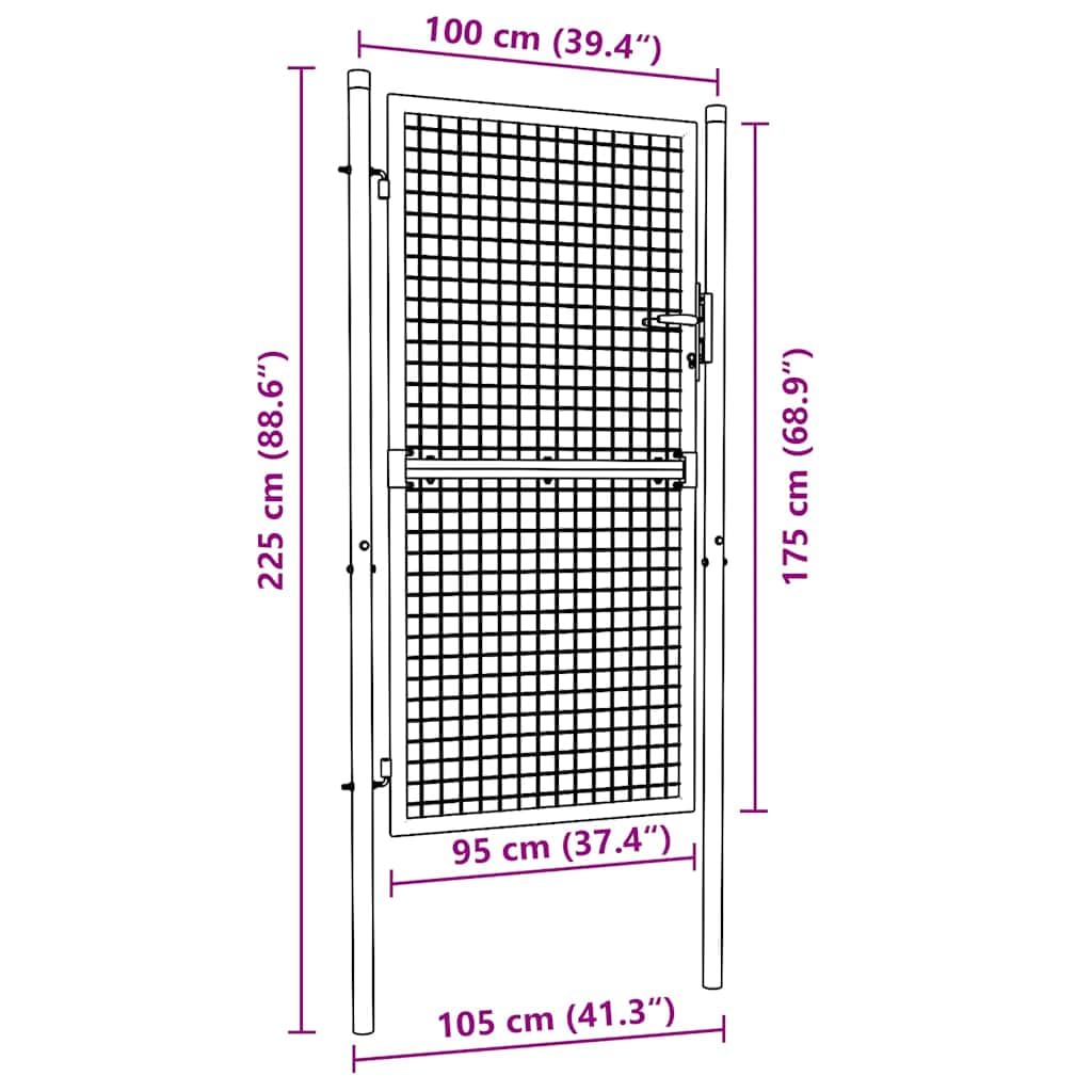 vidaXL Cancello per Recinzione in Acciaio 100x175 cm Verde