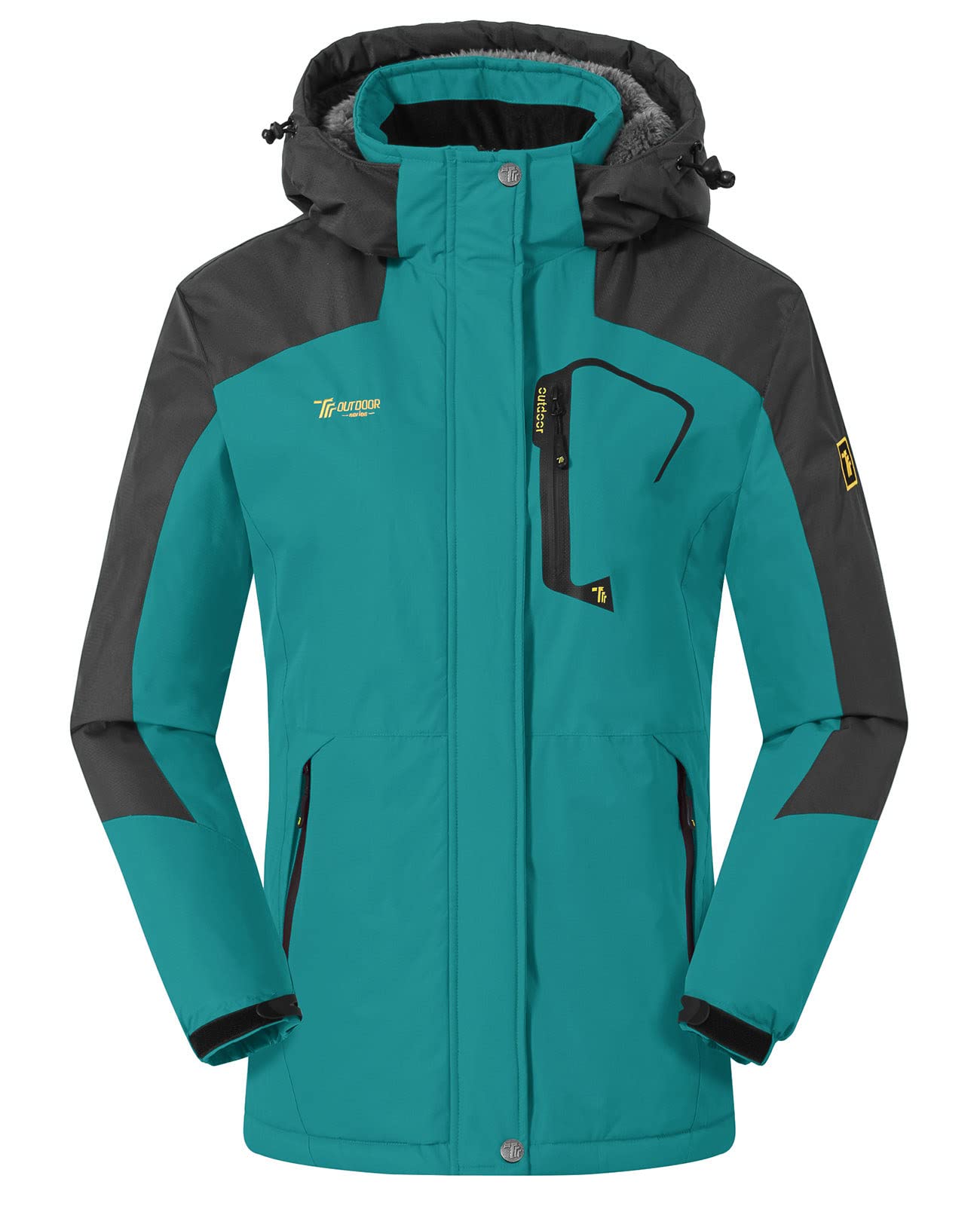 JHMORP Women's Winter Ski Snow Jacket Waterproof Windproof Fleece Lined Raincoat Winter Coat with Hood