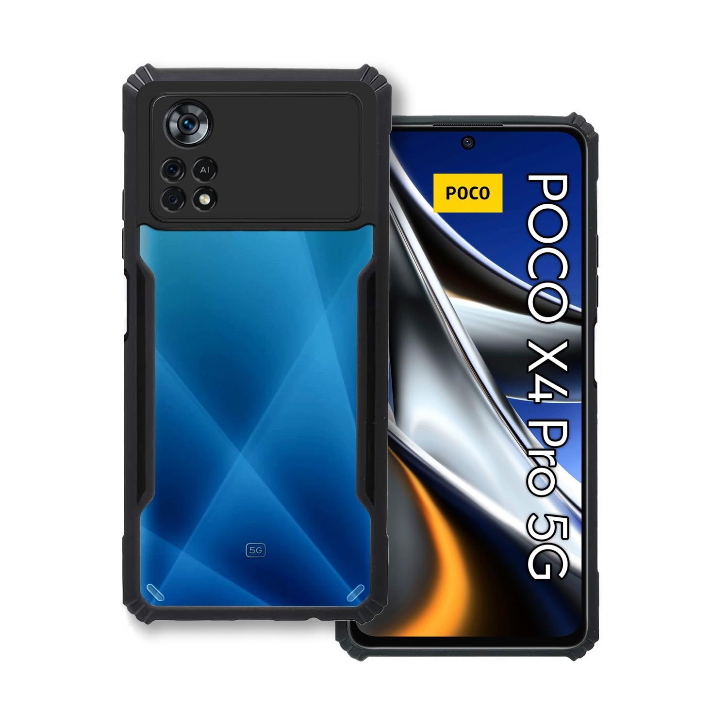 Plus 360 Degree Protection Black Border Back Cover for Poco X4 Pro 5G - Black (B0CDH7BWGH) Amazon Price History, Amazon Price Tracker