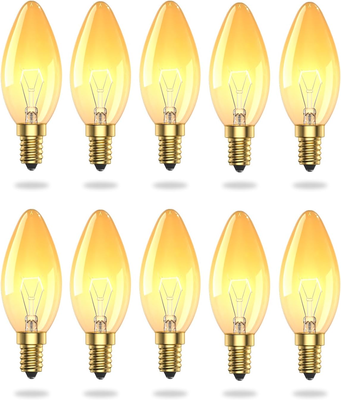 Bonlux E14 Amber Light Bulbs 42W Candle Bulbs Dimmable Warm White 2700K