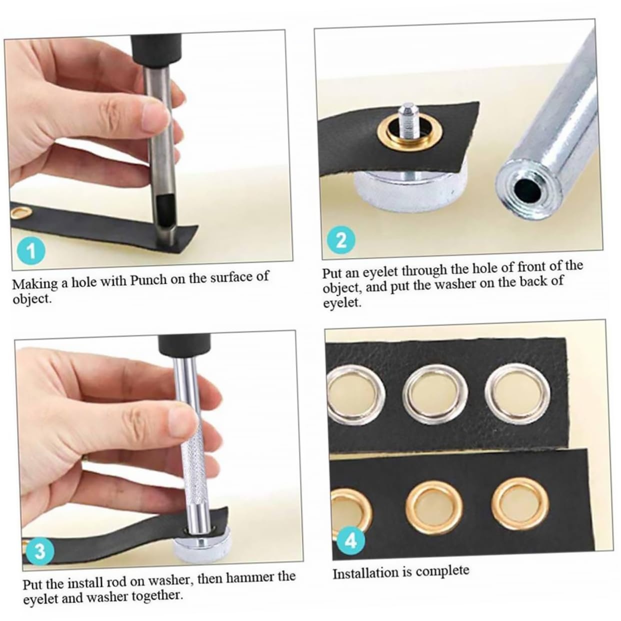 NUOBESTY Occhielli Colorati Con Strumenti Di Installazione Completo Per Progetti Di Artigianato e Riparazioni Scarpe Resistente e Facile Da Usare