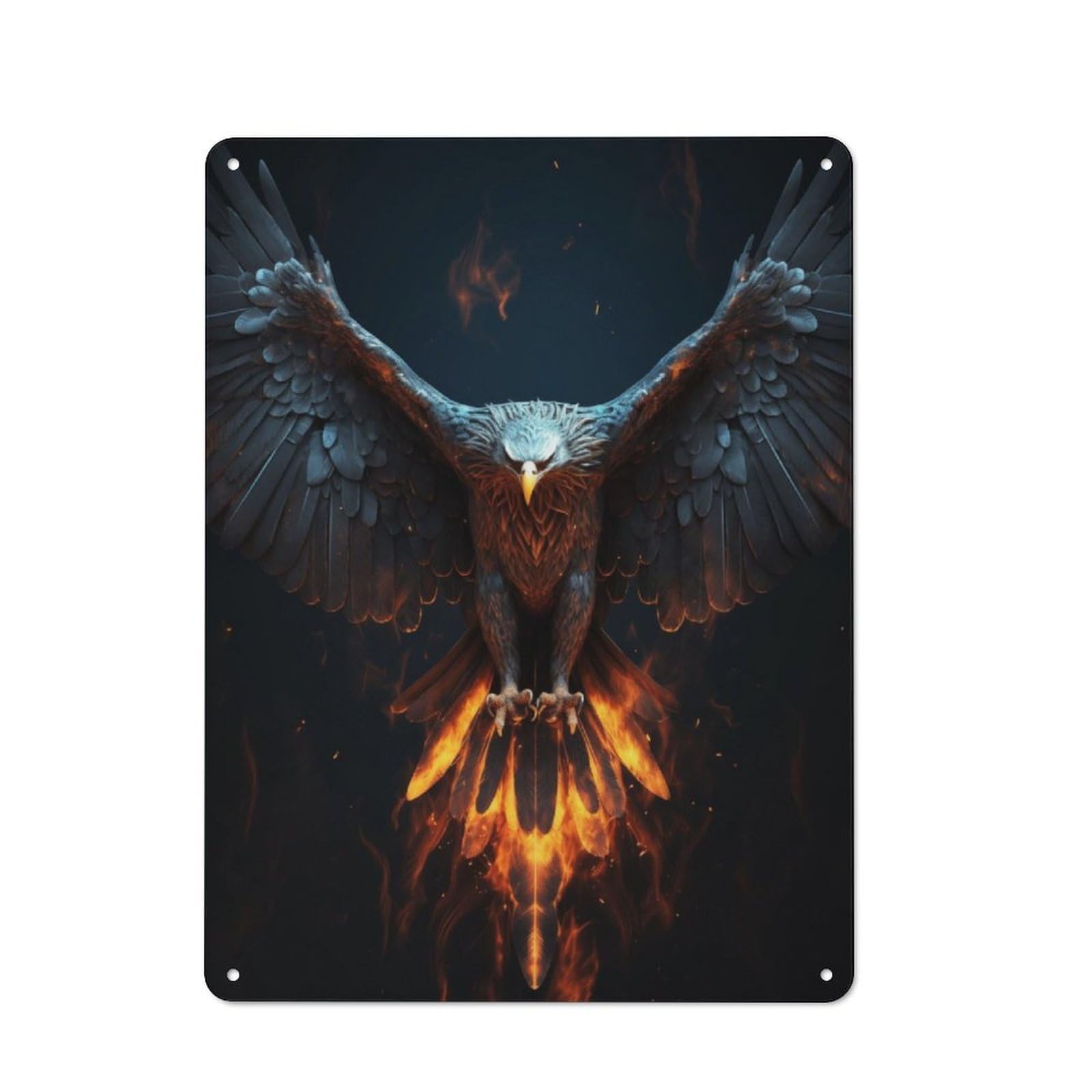 Junmoney Mythical Phoenix Metal Wall Sign With Design 40X30cm, Clean Industrial Studio Wall Art For Loft, Studio, Office Or Creative Room