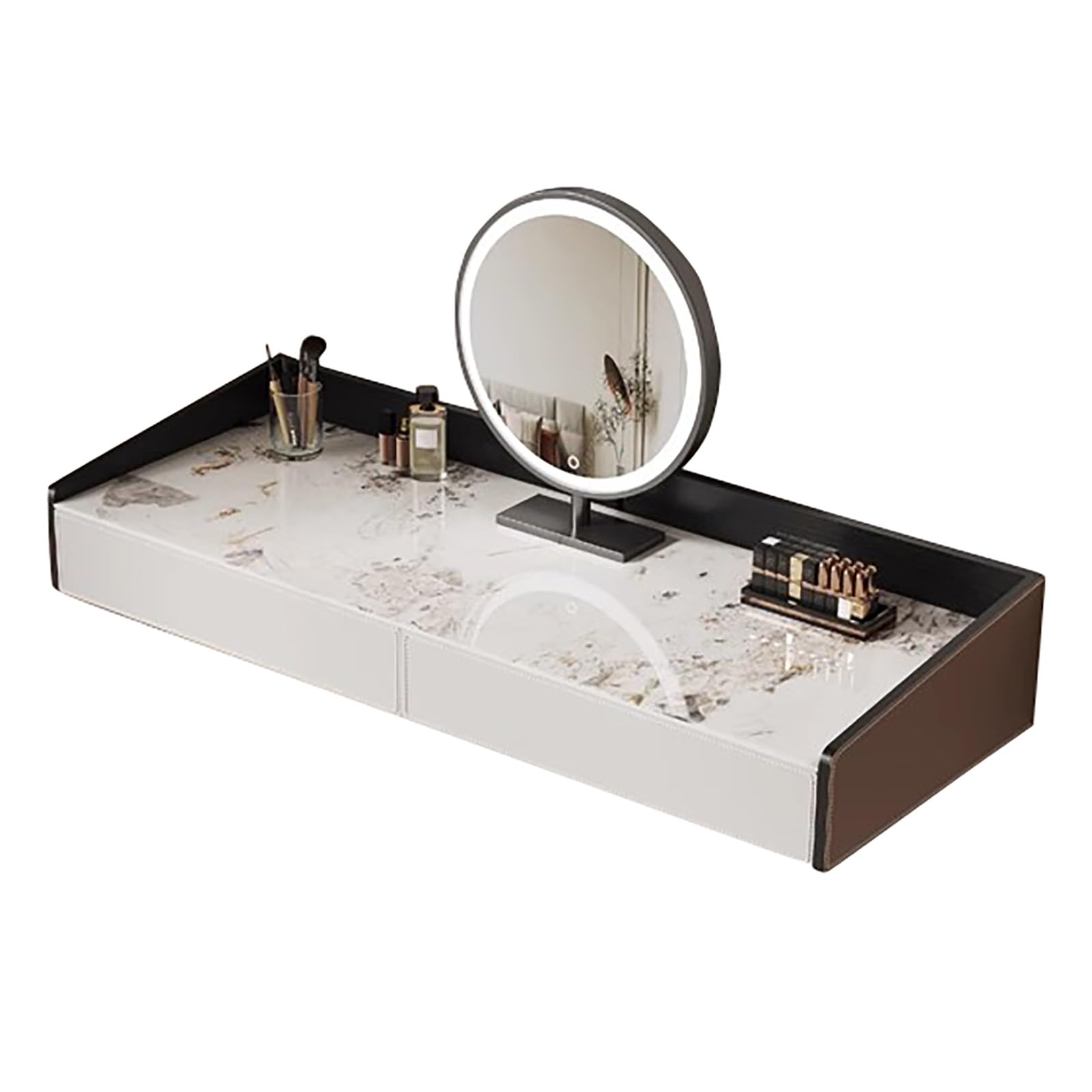 asdchZen Wall Mounted Floating Makeup Vanity Desk With 47.2In Stone Top-Space-Saving Makeup For Bedroom & Living Room Stylish Wall-Mounted Vanity Table