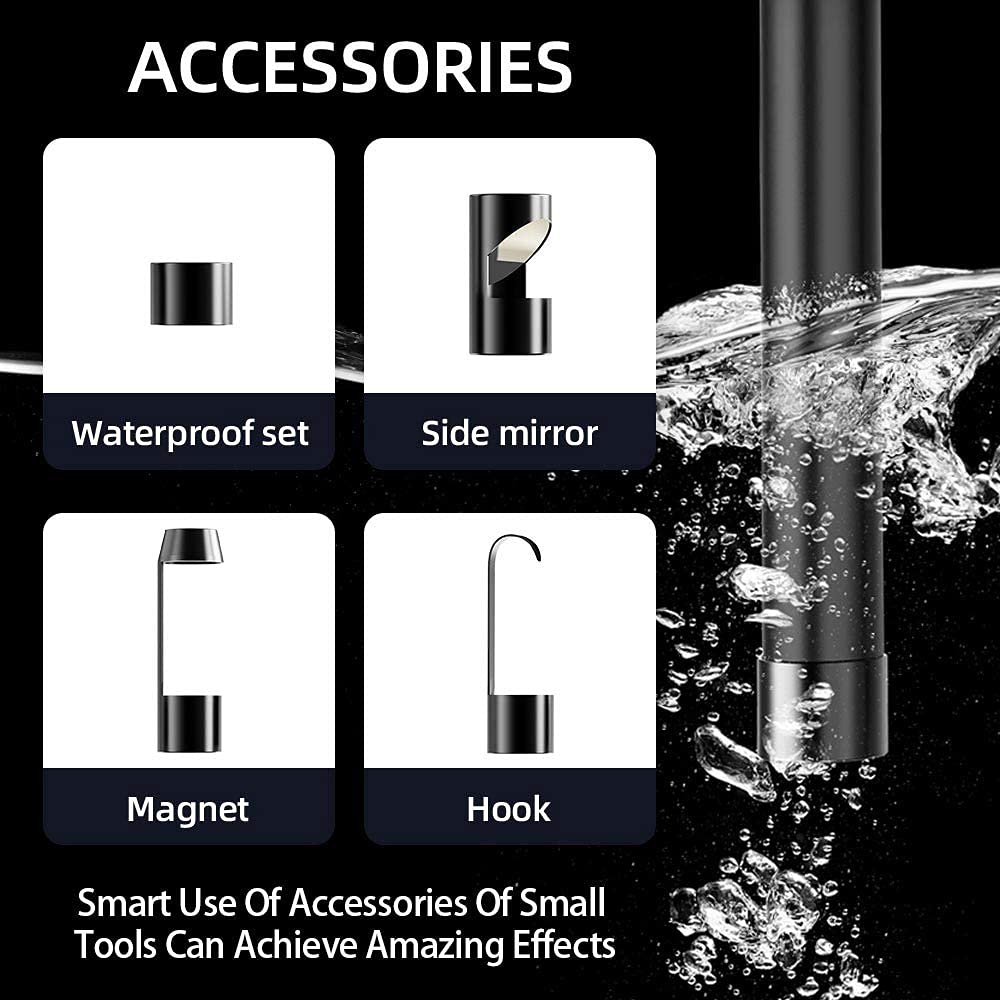 1080P Cámara Endoscopio Doble Lente,HD Cámara de Inspección Industrial 8mm Endoscopio de Tubería Impermeable IP67 con 4,3 Pulgadas Pantalla IPS,6 Luces LED y 5m Cable Semi-rígido