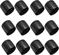 Vista 11 de 24 tapas redondas de goma, protectores de rosca flexibles de vinilo de identificación de 5/8 pulgadas (0.630 in), tapas de extremo negras