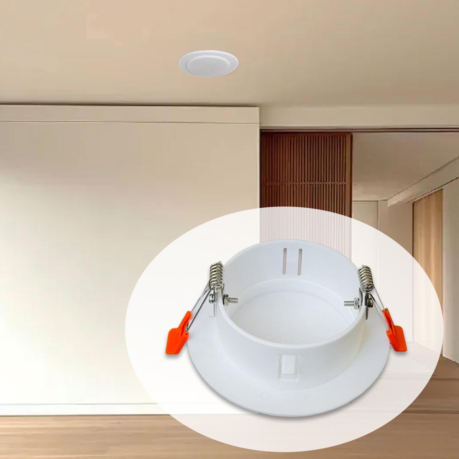 MagiDeal Placa de cubierta de techo con resorte, panel decorativo de montaje en pared, fácil instalación, tapa de orificio para luz descendente redonda para, Ajuste de 106 a 124