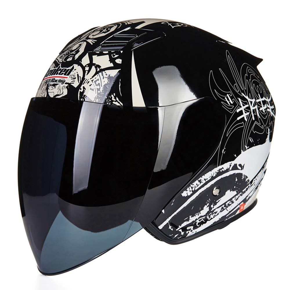 DAMAI STORE Solid Helmet Motorcycle Helmet Electric Car Anti-fog Half Helmet Four Seasons Half Shield Helmet Transparent Transparent Lens 54-62cm Effective (Size : XL)