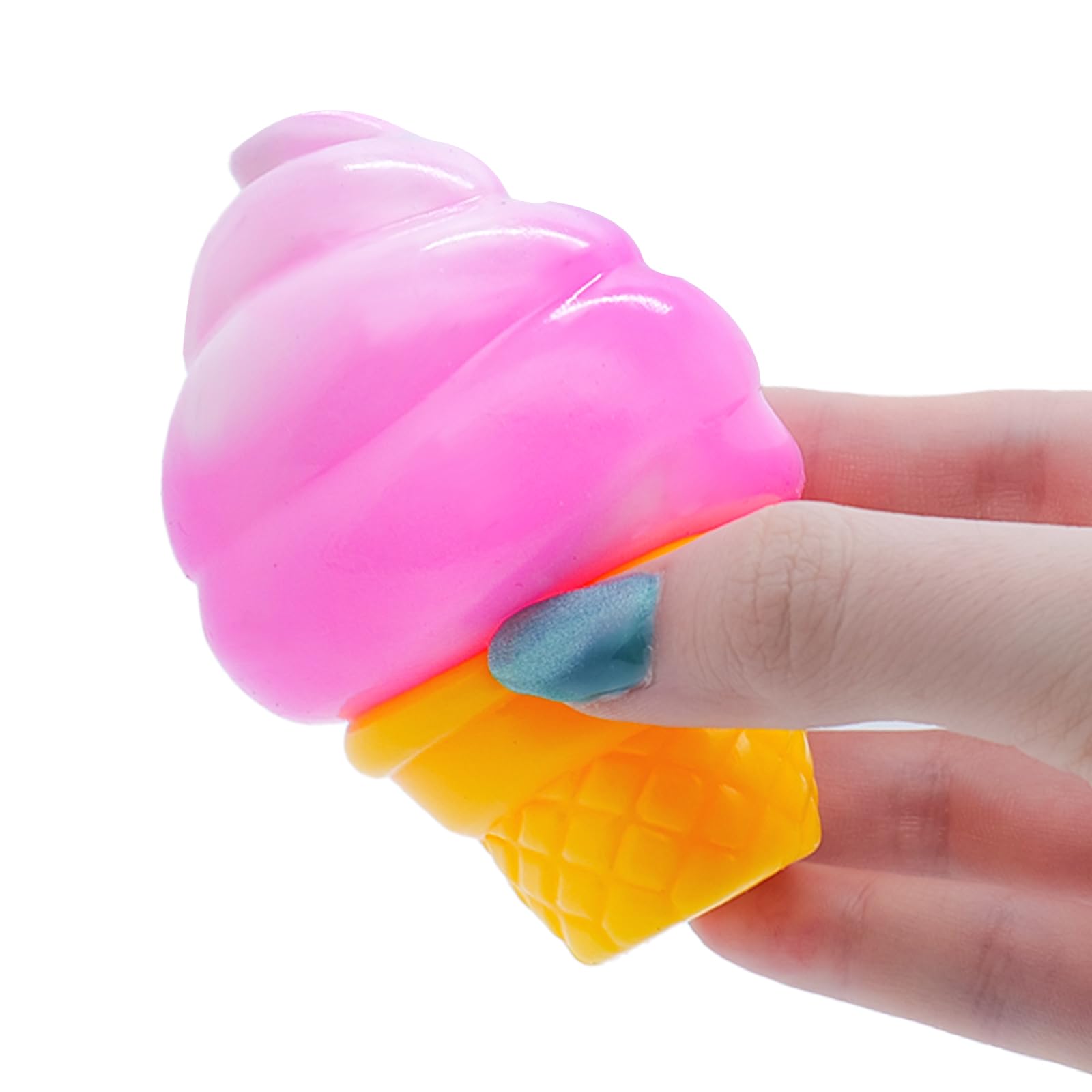Stress Relief Pink Swirl Ice Cream Squishy Toy - Play GORO Nice Cream Sensory Squeeze Fidget Toy, Anti-Anxiety Toy for Kids & Adults, ADHD Autism Ages 3+