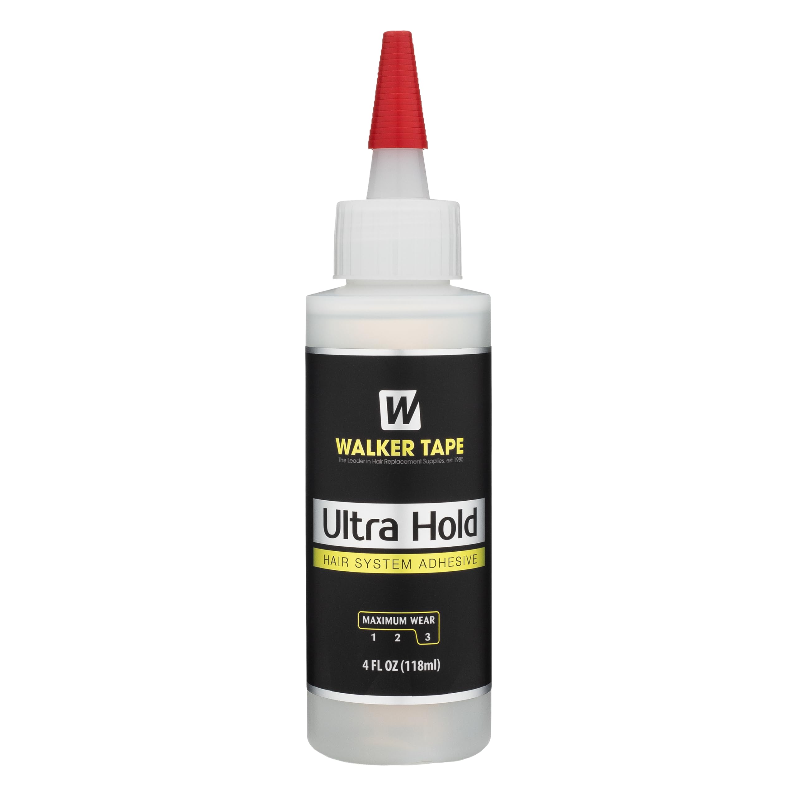 Walker Tape Ultra Hold Adhesive 4 fl oz Squeeze Bottle, Waterproof Clear-Drying Wig Glue for Lace Systems and Human Hair Extensions, Strong Long Lasting Maximum Wear Liquid Adhesive for Bonding