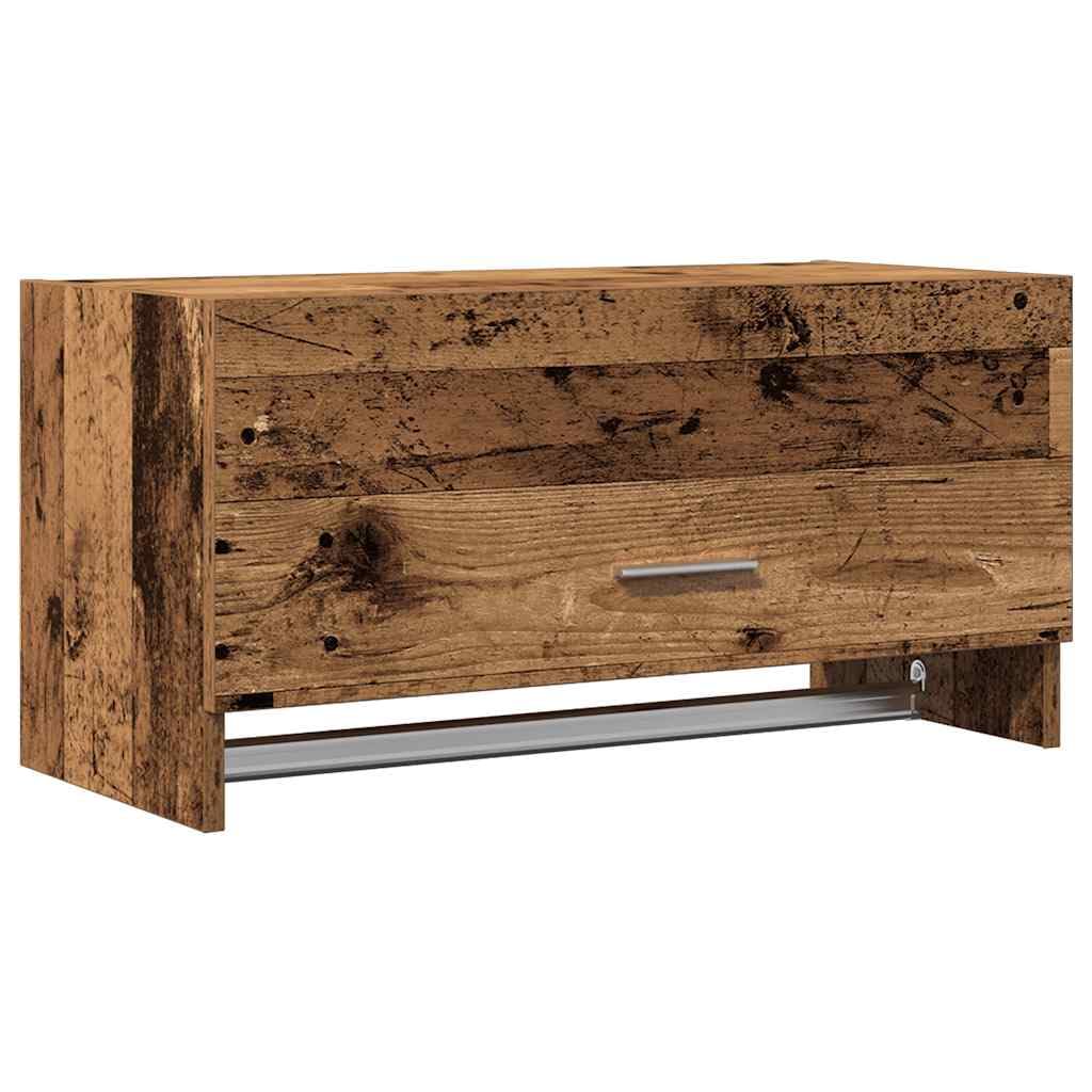 Gecheer Armadio Legno Vecchio, Organizer per Abbigliamento con Asta Appendiabiti 70x32,5x35 cm in Truciolato e Metallo, Armadio da Camera da Letto per Uomo e Donna
