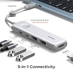 UGREEN USB C Hub 5-in-1, 4K60Hz HDMI, 10Gbps USB-C, Adaptateur multiport avec clip de câble, 85W Charge pour ordinateur portable, 2 USB-A 2.0,Compatible avec MacBook Ordinateurs portables Air/Pro,Windows