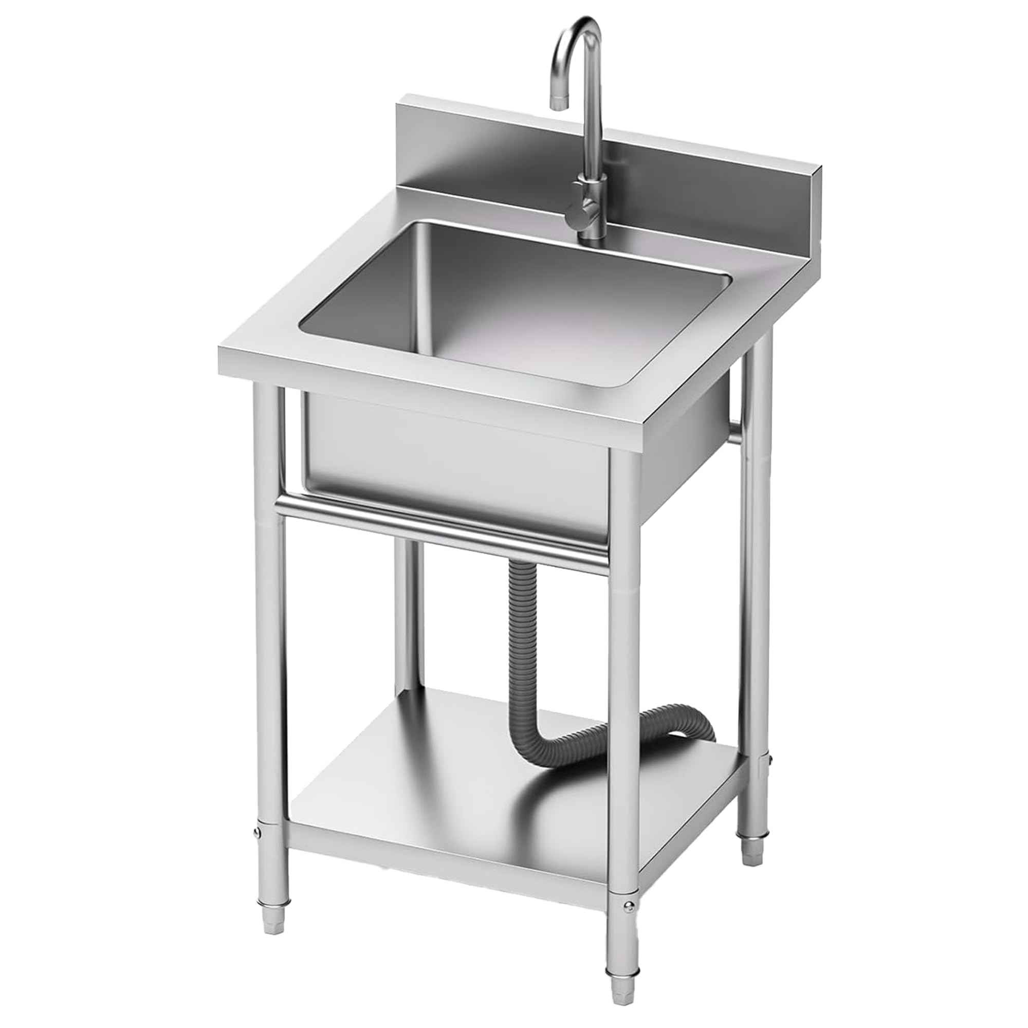 Stainless Steel Utility Sink, 20 inch Freestanding Single Bowl Garage Sink