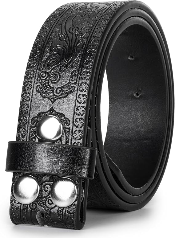 Image of UTOWO Men Women Retro Belt Strap without Buckle 1.5 inch Wide Classic Western Embossed PU-Leather Belt for Jeans