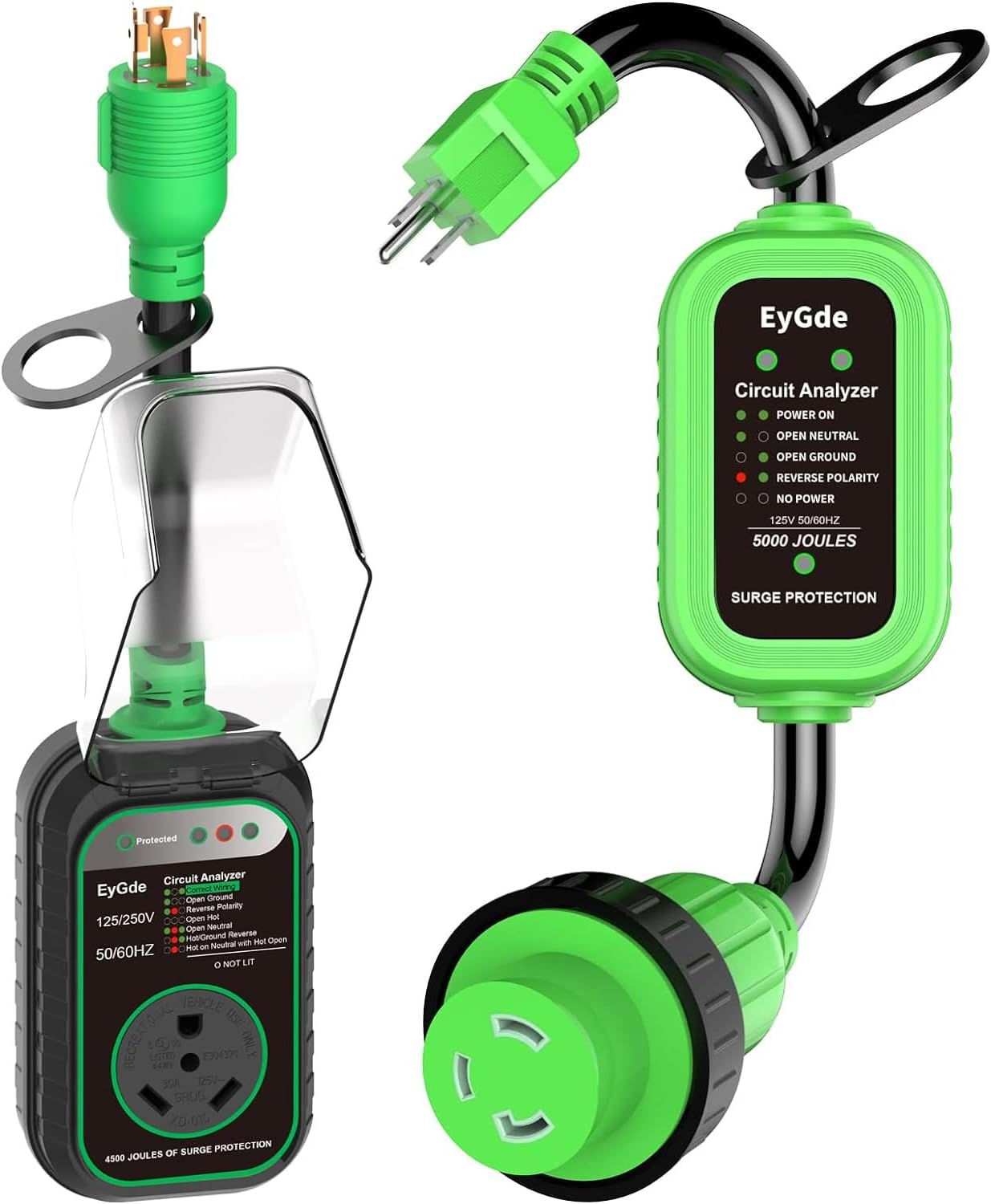 EyGde 30 Amp to 15 Amp 110 RV Adapter 4 Prong to 30 Amp RV Generator Adapter