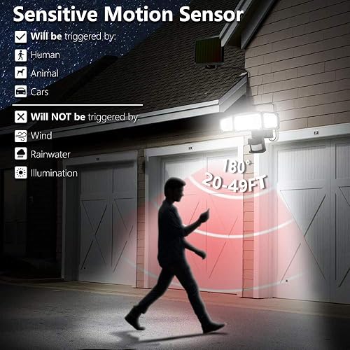 Miniatura 4 de Luces solares al aire libre, AmeriTop luces LED superbrillantes con sensor de movimiento solar con iluminación de gran angular; 1600 lm 6000 K, 3