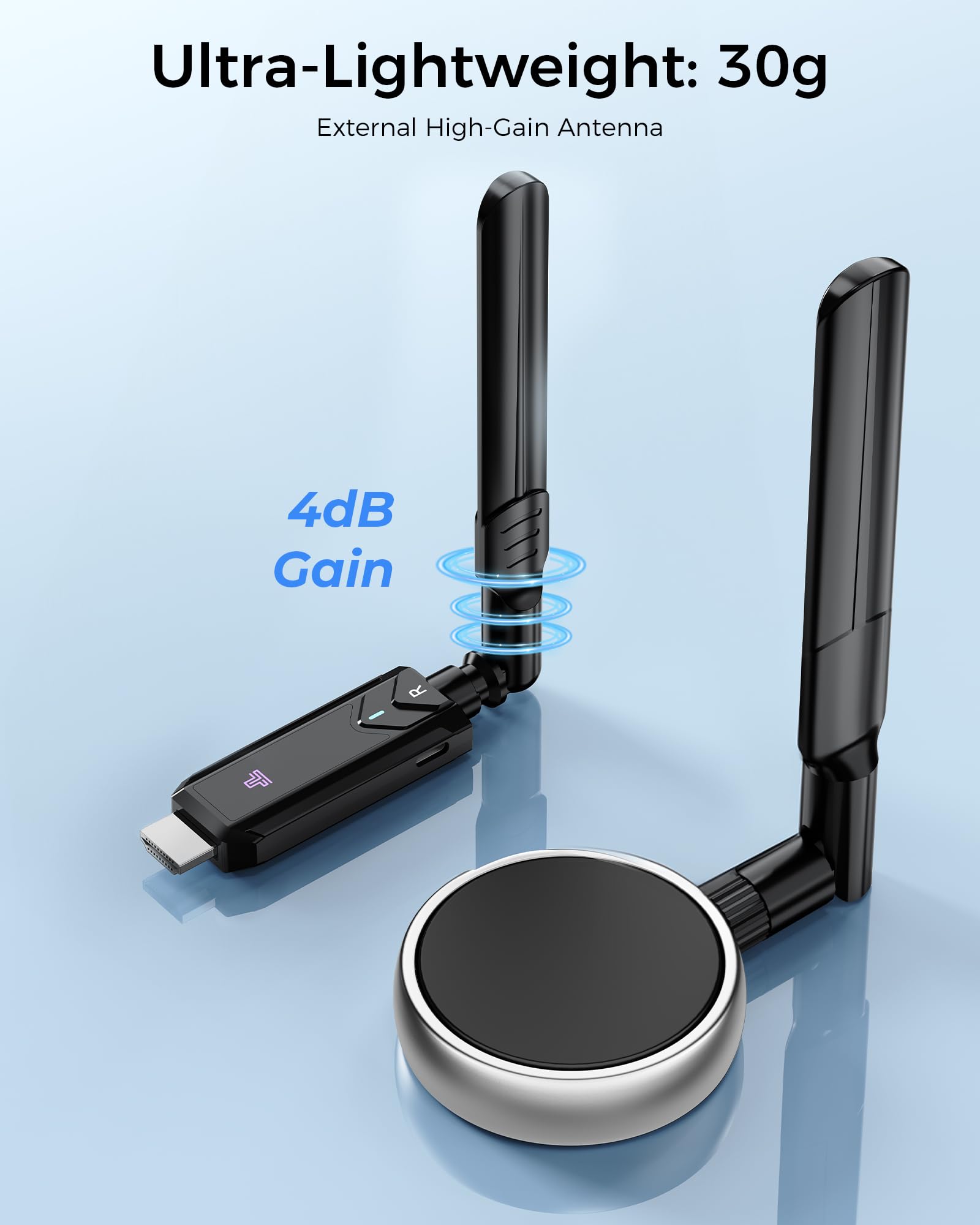 400M Wireless HDMI Transmitter Receiver per Laptop TV PC Monitor 4K Decoding 1080P Output - Dettaglio